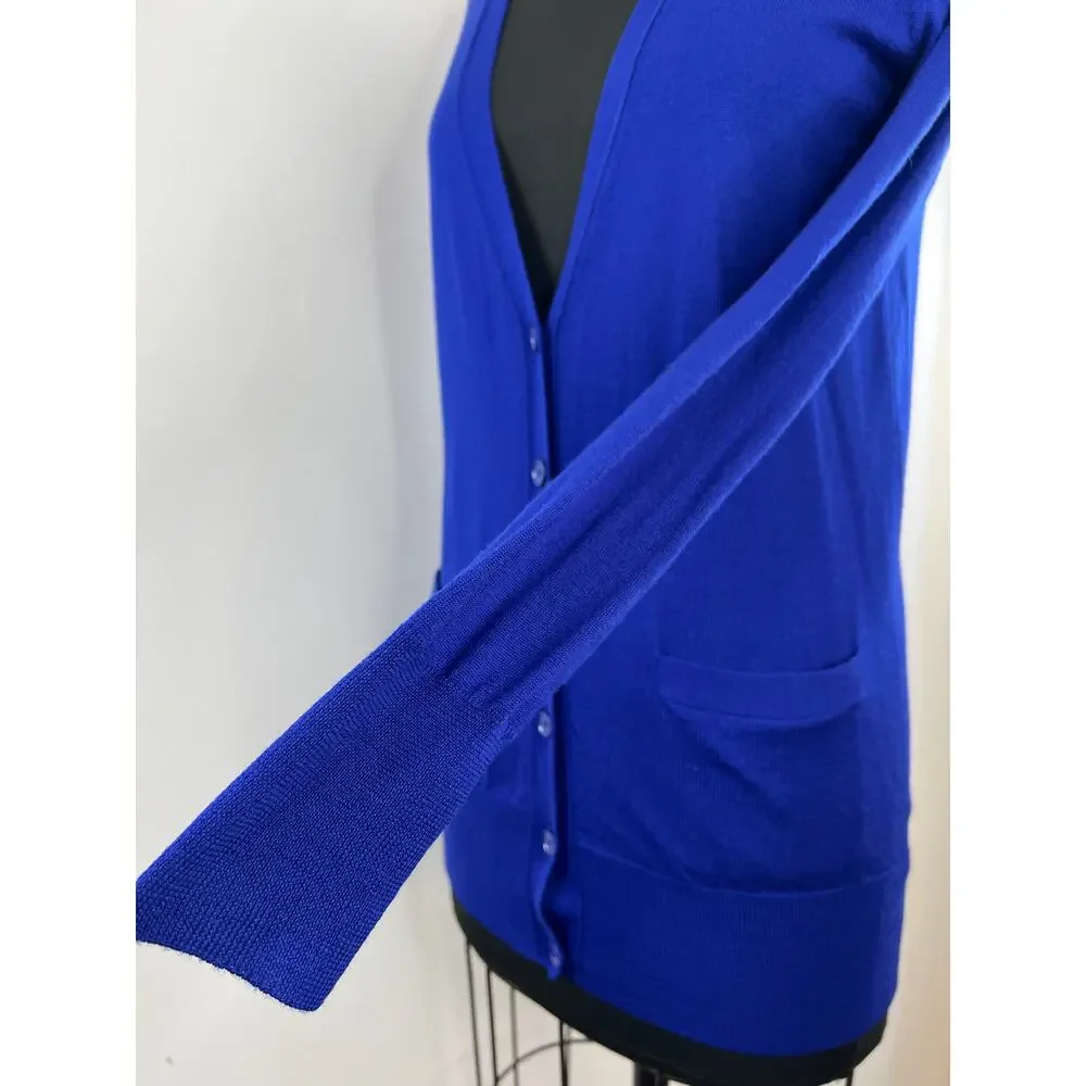 J. Crew Royal Blue Button Down Classic Merino Wool Long Cardigan Sweater Sz S